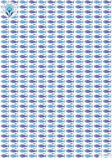 Geschenkpapier Fische, blau/lila