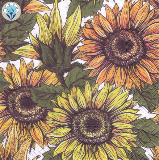 Eine Lunchserviette Sonnenblumen