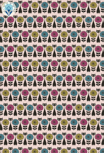 Geschenkpapier Blumenkatzen
