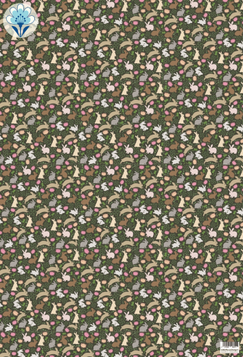 Geschenkpapier Hasen in botanischer Vielfalt