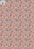 Geschenkpapier Blumenpaisley auf Blau / auf Rosa