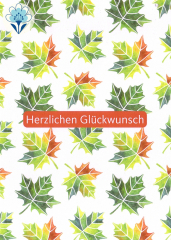 Postkarte Herzlichen Glückwunsch, Herbstblätter